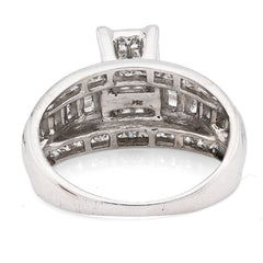 10k White Gold 1.0CTW 4.4g Natural Round/Baguette Diamond Rectangular Women Ring