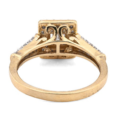 10k Yellow Gold 0.54CTW Natural Diamond Round/Baguette Square Womens Ring 3.6gms