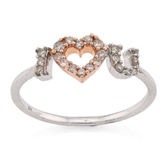 10k White/Rose Gold 0.15CTW Natural Diamond "I Heart U" Womens 1.7g Promise Ring