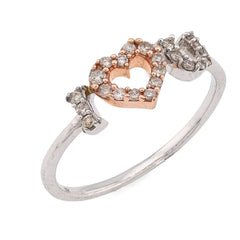 10k White/Rose Gold 0.15CTW Natural Diamond "I Heart U" Womens 1.7g Promise Ring
