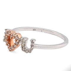 10k White/Rose Gold 0.15CTW Natural Diamond "I Heart U" Womens 1.7g Promise Ring
