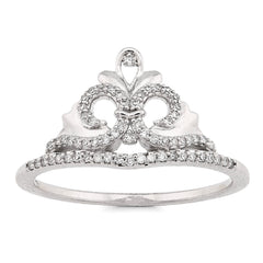 925 Sterling Silver 1.6g 0.10CTW Natural Diamond Princess Crown Womens Band Ring