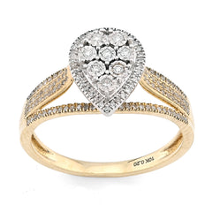 10k Yellow Gold 0.20CTW Natural Diamond Teardrop Shape Illusion Womens Ring 3gms