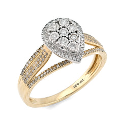 10k Yellow Gold 0.20CTW Natural Diamond Teardrop Shape Illusion Womens Ring 3gms