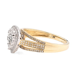10k Yellow Gold 0.20CTW Natural Diamond Teardrop Shape Illusion Womens Ring 3gms