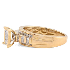 10k Yellow Gold 0.50CTW Natural Round/Baguette Diamond Rectangle 3.4g Women Ring