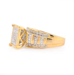 10k Yellow Gold 1.50CTW Pure Round/Baguette Princess Diamond Rectangle 6.2g Ring