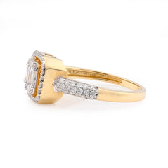 14k Yellow Gold 2.9gms 0.56 CTW Natural Round/Baguette Diamond Square Shape Ring