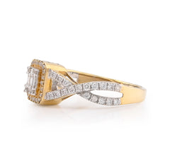 10k Yellow Gold 2.8g 1/2CT Pure Round/Baguette Diamond Square Twisted Shank Ring