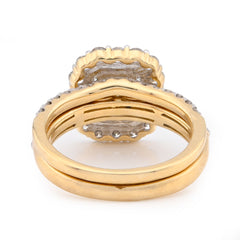 10k Yellow Gold 6.1g 2CT Natural Diamond Emerald Cut Flower Setting Wedding Ring
