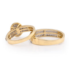 10k Yellow Gold 7.1g 2CTW Natural Diamond Round Cluster Matching Bridal Ring Set
