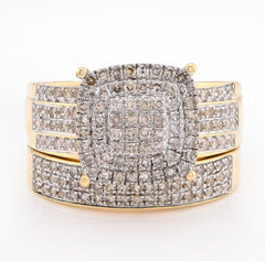 10k Yellow Gold 0.99CTW Natural Diamond Cushion Shaped Wedding Band Ring 6.8gms