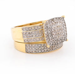 10k Yellow Gold 0.99CTW Natural Diamond Cushion Shaped Wedding Band Ring 6.8gms