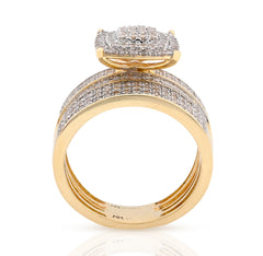10k Yellow Gold 0.99CTW Natural Diamond Cushion Shaped Wedding Band Ring 6.8gms