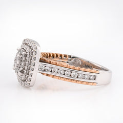 14k Rose/White Gold 4.2g 2.65CT Natural Diamond Square Shape Cluster Flower Ring