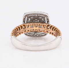 14k Rose/White Gold 4.2g 2.65CT Natural Diamond Square Shape Cluster Flower Ring