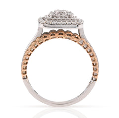 14k Rose/White Gold 4.2g 2.65CT Natural Diamond Square Shape Cluster Flower Ring
