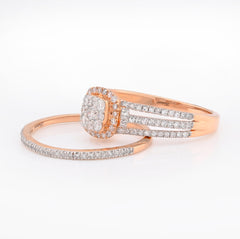 10k Rose Gold 3.4g 0.50CTW Pure Diamond Cushion Shaped Cluster Wedding Ring Band