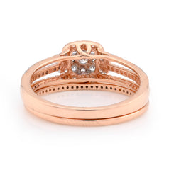 10k Rose Gold 3.4g 0.50CTW Pure Diamond Cushion Shaped Cluster Wedding Ring Band