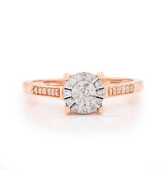 10k Rose Gold 2.2gms 0.18CTW Natural Diamond Round Flower Womens Wedding Ring