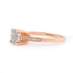 10k Rose Gold 2.2gms 0.18CTW Natural Diamond Round Flower Womens Wedding Ring