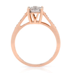 10k Rose Gold 2.2gms 0.18CTW Natural Diamond Round Flower Womens Wedding Ring