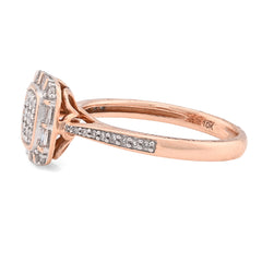 10k Rose Gold Womens Square Natural Diamond 0.33CTW Round/Baguette Ring 3.3gms