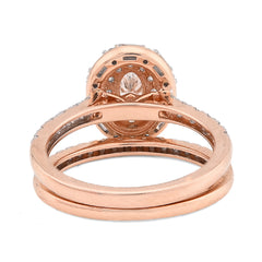 14k Rose Gold Oval Solitare 1.25CTW Pure Round/Baguette Diamond Band & Ring 5.4g