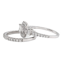14k White Gold 5.6g 1.50CTW Round/Baguette Diamond Square Bridal Set Ring Band