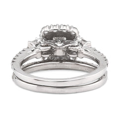 14k White Gold 5.6g 1.50CTW Round/Baguette Diamond Square Bridal Set Ring Band