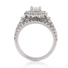 14k White Gold 5.6g 1.50CTW Round/Baguette Diamond Square Bridal Set Ring Band