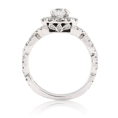 14k White Gold Womens 2CTW Natural Diamond Twist Style Halo Wedding Ring 6.4gms