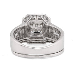14k White Gold 5.5g 1.31CTW Pure Round/Baguette Diamond Octagon Bridal Band Ring
