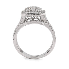 14k White Gold 5.5g 1.31CTW Pure Round/Baguette Diamond Octagon Bridal Band Ring