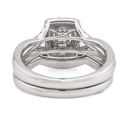 14k White Gold 8gms 0.96CTW Natural Diamond Emerald Cut Bridal Set Band Ring