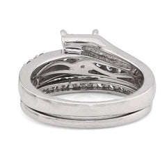 14k White Gold 7.2gms 1 CTW Natural Diamond Princess Cut Bridal Set Ring & Band