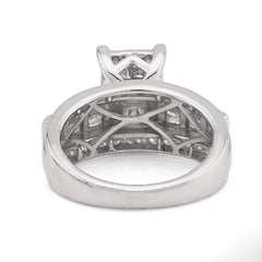 10k White Gold 1.50 CTW Natural Diamond Princess/Round/Baguette Rectangular Women Wedding Ring 6.5gm