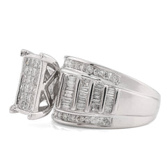 10k White Gold 2 CTW Natural Diamond Princess/Round/Baguette Rectangular Women Wedding Ring 8.1g