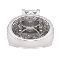 10k White Gold 2 CTW Natural Diamond Princess/Round/Baguette Rectangular Women Wedding Ring 8.1g