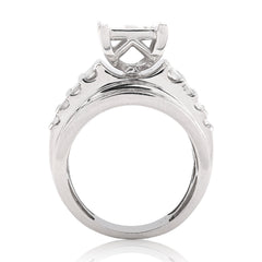 10k White Gold 2 CTW Natural Diamond Princess/Round/Baguette Rectangular Women Wedding Ring 8.1g