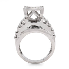 10k White Gold 3 CTW Natural Diamond Princess/Round/Baguette Rectangular Women Wedding Ring 10.1g