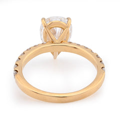 14k Yellow Gold 3.85 CTW Tear Drop Solitaire Lab Diamond Women's Ring 3.6g