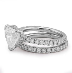 14k White Gold 4.32 CTW Heart Shape Solitaire Round Lab Diamond Band Women Ring 6g