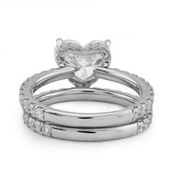 14k White Gold 4.32 CTW Heart Shape Solitaire Round Lab Diamond Band Women Ring 6g
