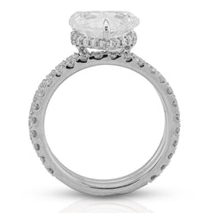 14k White Gold 4.32 CTW Heart Shape Solitaire Round Lab Diamond Band Women Ring 6g