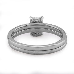 14k White Gold 2 CTW Radiant Cut Rectangle Solitaire Round Lab Diamond Band Women Ring 3.9g