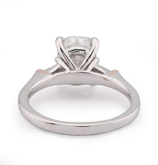 14k White Gold 3.19 CTW Cushion Solitaire Lab Diamond Baguette Band Women Ring 4.7g