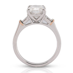 14k White Gold 3.19 CTW Cushion Solitaire Lab Diamond Baguette Band Women Ring 4.7g