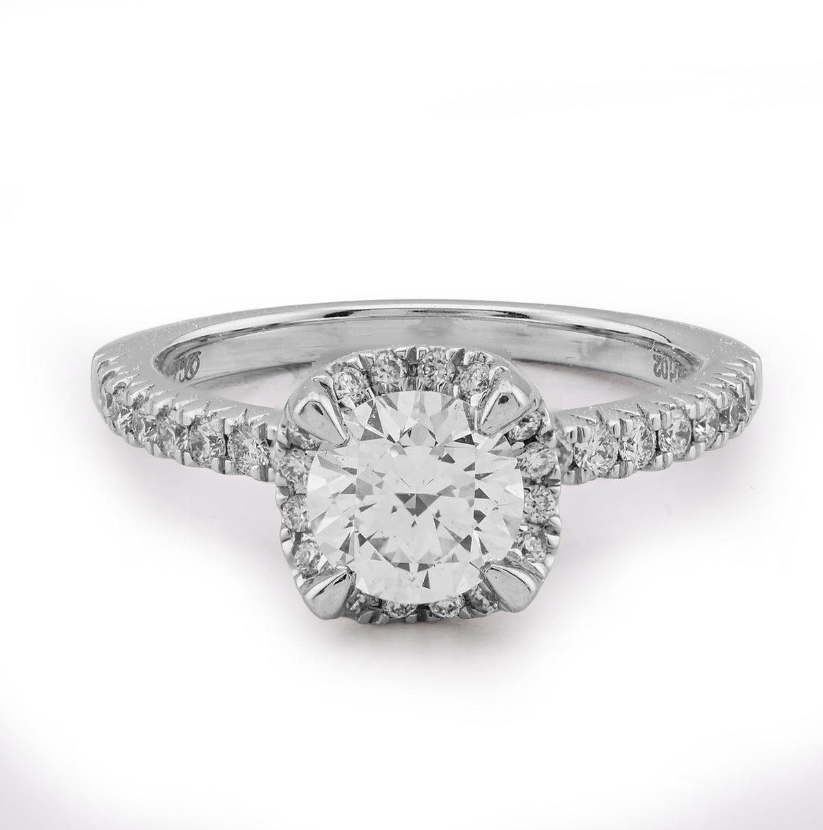 14k White Gold 1.42 CTW Round Solitaire/Band Lab Diamond Band Women Ring 3.9g