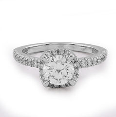 14k White Gold 1.42 CTW Round Solitaire/Band Lab Diamond Band Women Ring 3.9g